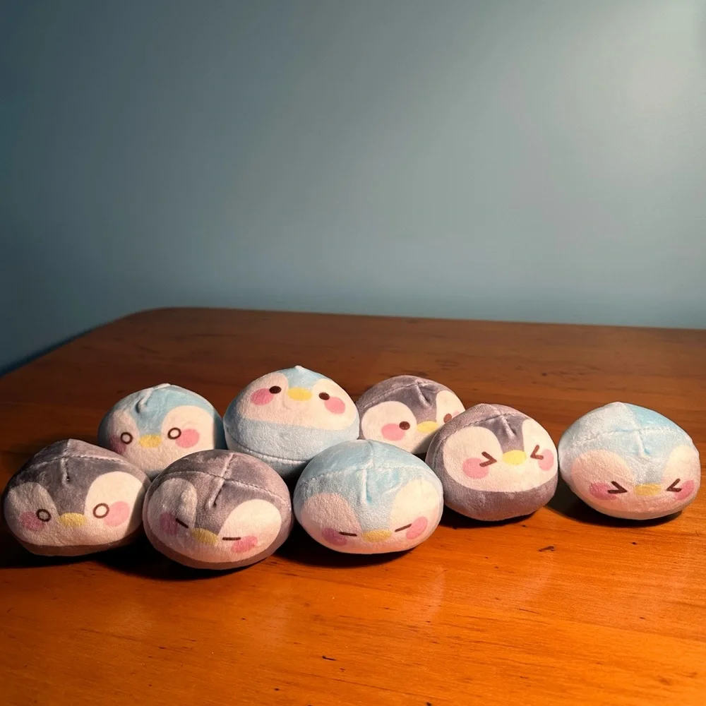 Kawaii Tactile Squishie Anime Sleep & Play Plush Penguins in Pillow ~ Set of 8